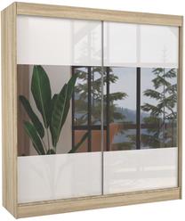 Spinta ADRK Tamos, balta sp./sonoma ąžuolo sp., 61 cm x 200 cm x 215 cm, su veidrodžiu