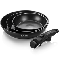 Комплект сковород Haeger Easy Fit PA-C04.021A, Ø 28 см, алюминий, Черный цв.