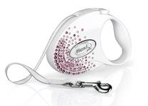 Автоматический поводок Flexi Glam Splash 2038, белый цв./розовый цв., S 3м