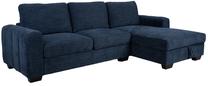 Kampinė sofa Home4you Marita, tamsiai mėlyna sp., dešininė, 264 x 155 cm x 86 cm