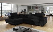 Kampinė sofa Anton Kronos 07, juoda sp., kairinė, 202 x 275 cm x 90 cm