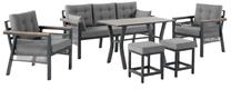 Lauko baldų komplektas Kalune Design Lilyum, pilka sp., 7 vietų