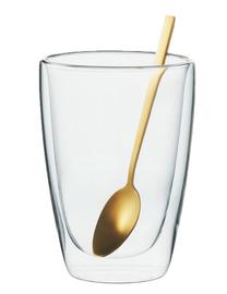 Dvigubo stiklo puodeliai su šaukšteliais Ambition Lusso 96904, skaidri sp./aukso sp., 0.300 l