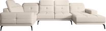 Kampinė sofa Neviro Softis 33, šviesiai ruda sp., kairinė, 201 x 350 cm x 77 cm