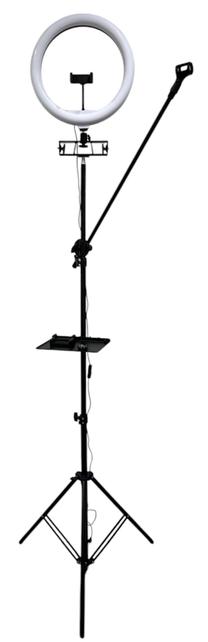 Gredzenu lampa ar telefona turētāju iLike S12, melna krās.