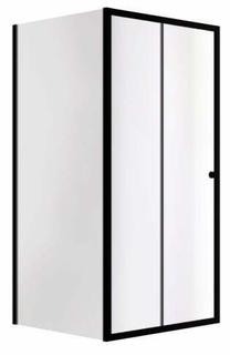 Dušo kabina Besco Duo Slide, stačiakampė, be padėklo, 90 cm x 140 cm x 195 cm, skaidri sp./juoda sp./grūdintas