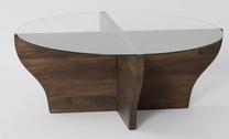 Kavos staliukas Kalune Design Amphora, riešuto sp., 92 cm x 92 cm x 36 cm