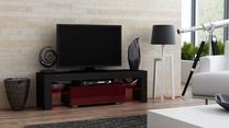 ТВ стол Pro Meble Milano 130, черный цв./красный цв., 130 см x 35 см x 45 см