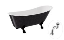 Vonia, laisvai pastatoma Besco Olaya Glam, 160 cm x 68 cm x 68 cm, ovalas, juoda sp./chromo sp.