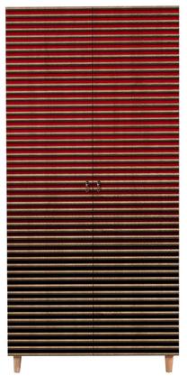 Spinta Kalune Design Stil 221, juoda sp./raudona sp./sonoma ąžuolo sp., 90 cm x 52 cm x 192 cm