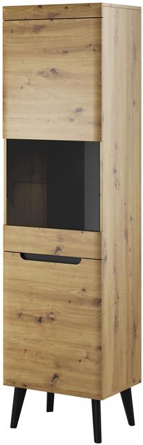 Vitrina Piaski Nordi NWT53, ąžuolo sp., 53 cm x 40 cm x 197 cm
