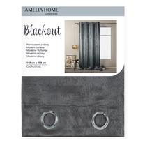 Blackout aizkari AmeliaHome Blackout Caspe Eyelets, pelēka krās., 140 cm x 250 cm