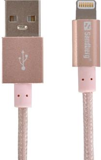 Vads Sandberg USB male, Apple Lightning, 1 m, zelta krās.