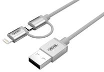 Telefono įkroviklis Unitek, Micro USB/USB/Apple Lightning, sidabro sp.