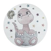 Ковер комнатные Ayyildiz Funny Dino Baby, белый цв./многоцветный/розовый цв., 120 см x 120 см