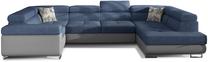 Kampinė sofa Letto Soro 76, Soft 29, mėlyna sp./pilka sp., dešininė, 340 x 202 cm x 90 cm