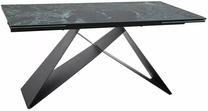 Valgomojo stalas išskleidžiamas Westin Verde Alpi, juoda sp./žalia sp., 160 - 240 cm x 90 cm x 77 cm