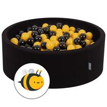 Бассейн с шариками KiddyMoon Foam Ball Pit Round 200 Balls, 90 см x 90 см, 200 шт, черный цв./желтый цв.