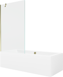 Vanna ar sieniņu, brīvi novietots Mexen Cube, 170 cm x 80 cm x 39 cm, taisnstūris, caurspīdīga krās./zelta krās.