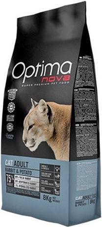 Sausas kačių maistas Optima Nova Cat Adult Rabbit & Potato Grain Free, triušiena, 8 kg