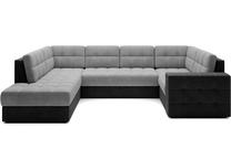 Kampinė sofa - lova Blewett Monolith, juoda sp./pilka sp., kairinė, 299 x 198 cm x 82 cm