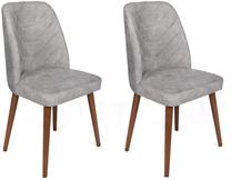 Kėdžių rinkinys Kalune Design Dallas 554 V2 974NMB1659, matinė, pilka sp./riešuto sp., 49 cm x 50 cm x 90 cm, 2 vnt.