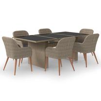Āra mēbeļu komplekts VLX Garden Dining Set, melns krās./brūns krās., 6 sēdvietas