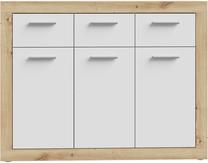 Komoda Forte BCCK231-C804, balta sp./rusva sp., 90 cm x 34 cm x 116 cm