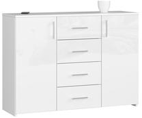 Komoda Akord K45, skaidri sp./balta sp., 80 cm x 110 cm x 35 cm