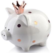 Kalėdinė dekoracija, "Paršelis" Mondex Queen Piggy Bank, 16 cm, balta sp.