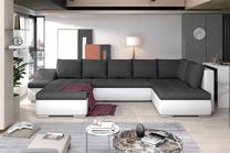 Kampinė sofa Giovanni Berlin 02, Soft 17, balta sp./juoda sp., kairinė, 200 x 340 cm x 88 cm