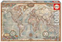 Dėlionė Educa Political Map Of The World “Miniature” 16764, 46 cm x 3 cm, 1000 vnt., įvairių spalvų
