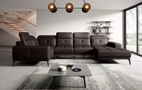 Kampinė sofa Neviro Softis 66, tamsiai ruda sp., kairinė, 201 x 350 cm x 77 cm