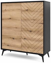 Komoda Piaski Diamond KD104, ruda sp./juoda sp., 119 cm x 39 cm x 104 cm
