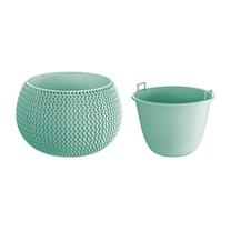 Puķu pods DKSP370-623U, plastmasa, Ø 37 cm, zaļa krās./gaiši zila krās.