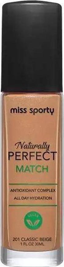 Skystas makiažo pagrindas Miss Sporty Naturally Perfect Match, 201 classic beige, 30 ml