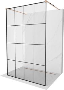 Dušo sienelė Mexen Kioto Walk-In, 130 cm x 200 cm, juoda sp./rausvojo aukso sp./grūdintas