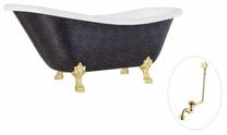 Vonia, laisvai pastatoma Besco Otylia Glam, 160 cm x 77 cm x 69.5 cm, ovalas, aukso sp./grafito sp.