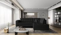Kampinė sofa Lanvin Softis 11, juoda sp., dešininė, 210 x 260 cm x 93 cm