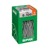 Koka skrūve, universāls Spax T20, 5 x 100 mm, balta krās., 100 gab.