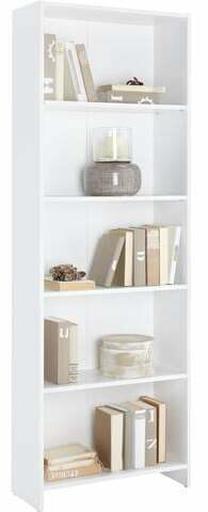 Knygų lentyna Bobby, balta, 60 cm x 24 cm x 175 cm