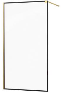 Dušo sienelė Mexen Kioto Walk-In Black Border, 50 cm x 200 cm, aukso sp./juoda sp./grūdintas