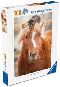 Dėlionė Ravensburger Pony And Cat, 49 cm x 36 cm, 500 vnt., įvairių spalvų