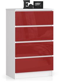 Stalčių blokai Akord K60 4SZ, balta sp./raudona sp., 99 cm x 60 cm x 40 cm