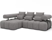 Kampinė sofa Levvi, pilka sp., 184 x 260 cm x 102 cm