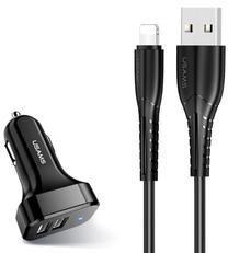 Automobilinis įkroviklis Usams NTU35LC13TZ, USB, juoda sp.