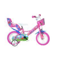 Vaikiškas dviratukas su papildomais ratukais, vaikų Dino Bikes Peppa Pig 124RL-PGS, mėlyna sp./rožinė sp., 12"