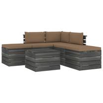 Āra mēbeļu komplekts VLX Garden Pallet Lounge Set, pelēks krās./brūns krās., 1-4 sēdvietas