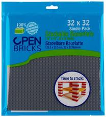 Pagrindo plokštė Open Bricks Stackable Building Plate 32x32 Dark Grey OB-P32DG1