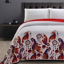 Lovatiesė DecoKing Boho, balta sp./raudona sp., 220 cm x 240 cm